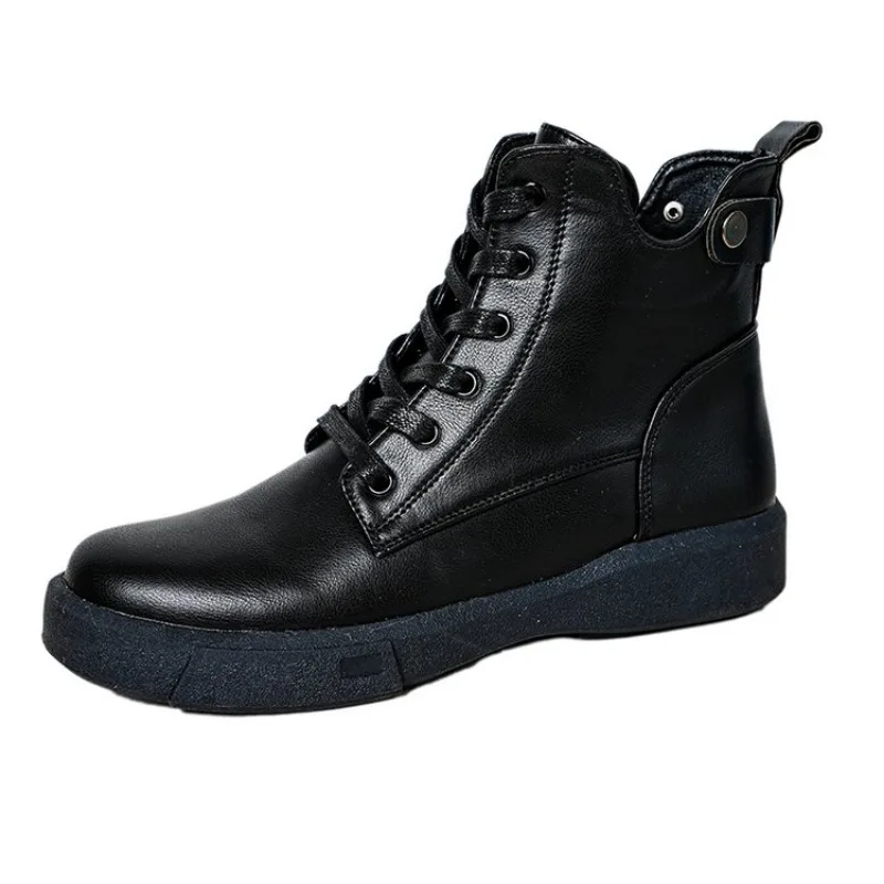 2023 New Women Platform Ankle Boots Pu Leather Lace Up Motorcycle Booties Female Autumn Non-Slip Platform Botas Woman