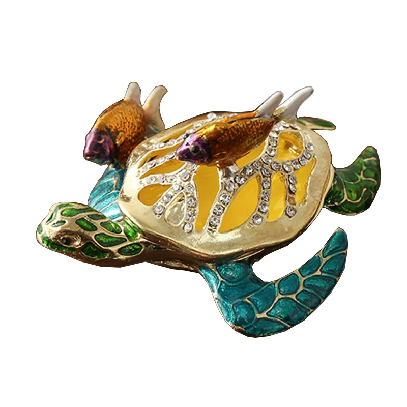 Sealife Crafts Turtle Bejeweled Trinket Box, Metal Jewelry Holder, Birthday Gifts, Collectibles