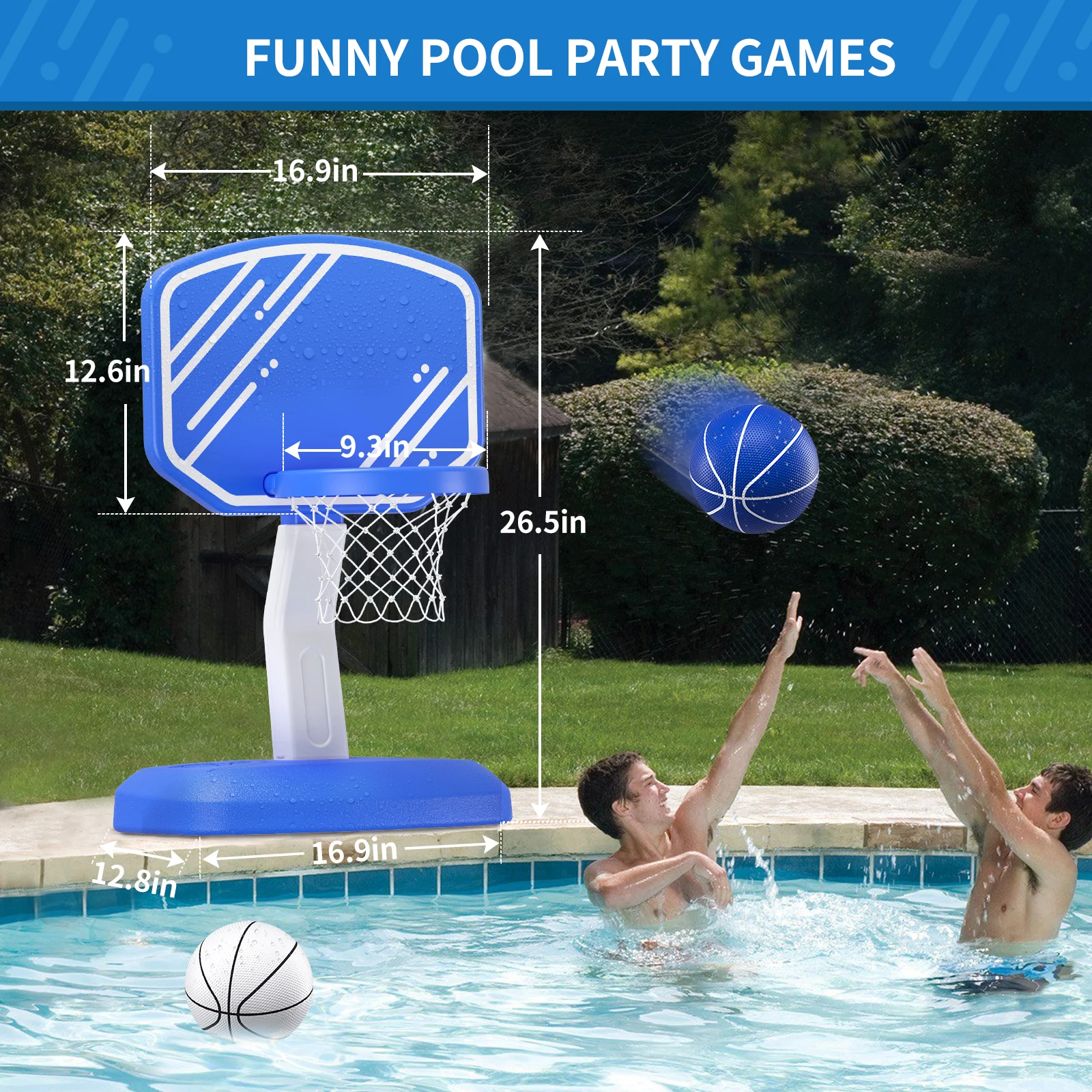 Garden Pool Basketball Hoop Toddler Basketball Hoop Indoor & Outdoor Toy with Adjustable Height,Basketball Games for Boys Girls 6