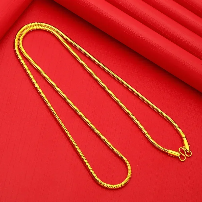 

Pure Necklace Women 999 Pigment 100% Plated Real 999 Gold 18k Colored Bare Chain Sweater Without Pendant Jewelry For Women's Gif