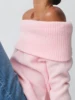 Women Off Shoulder Sweaters Long Sleeve Ribbed Knit Going Out Fall Tops Blouse Solid Color Boat Neck Loose Knitwear Pullover 5