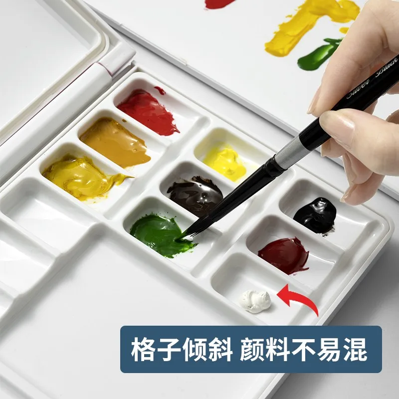 Mijello Alvaro Watercolor Palette Portable Moisture-Sealed Box with 18/24/33 Wells Easy to Clean Durable Multiple Mixing