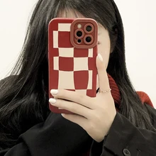 

Striped Grid Case For IPhone 12 Case For IPhone 11 12 13 Pro Max XR 7 8 Plus SE 2020 X XS Max Lens Protection Fundas Back Covers