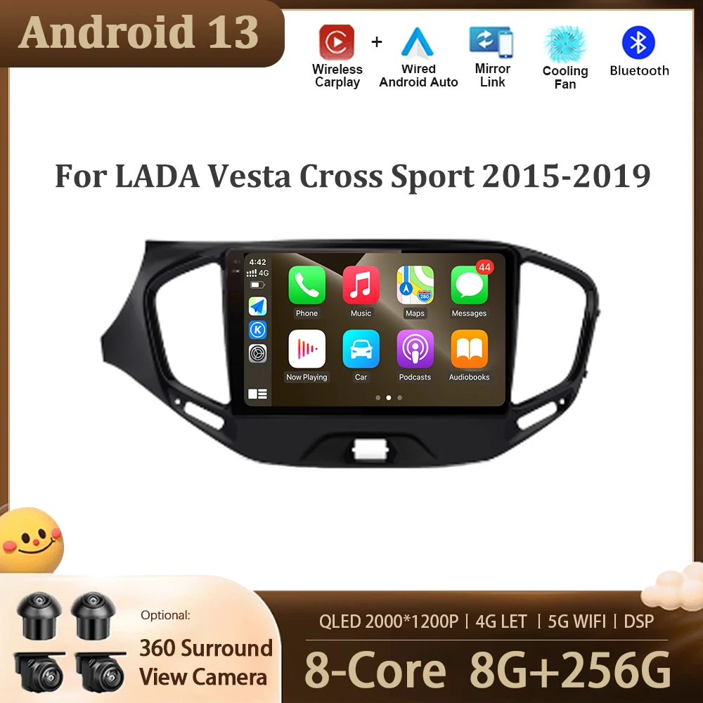 

Android 13 For LADA Vesta Cross Sport 2015 - 2019 Car Multimedia Radio Player GPS Navigation Screen WIFI DSP Stereo 4G LET BT