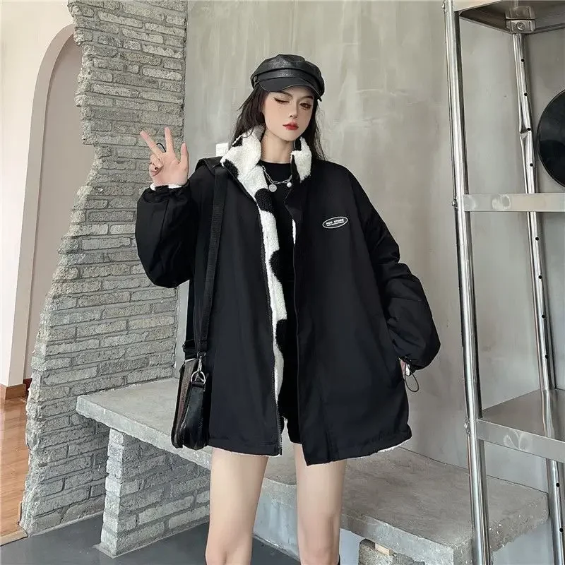 الخريف/الشتاء زوجين الوقوف طوق القطن معطف الوجهين...