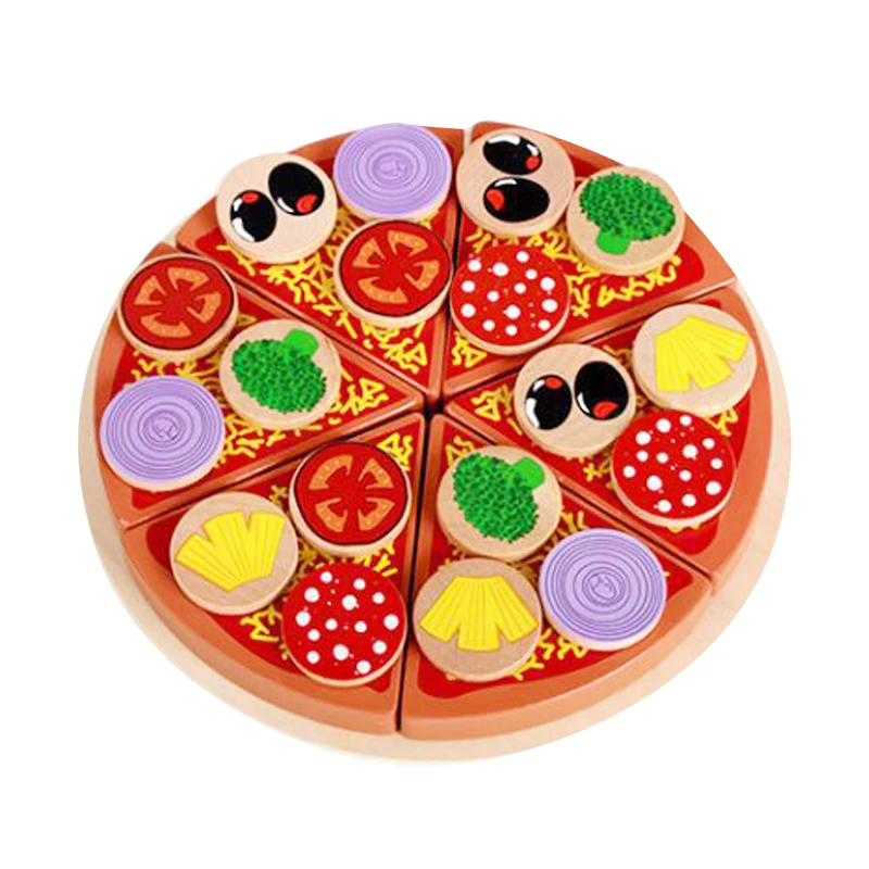 Wooden Quality Cut And Cut To See Pizza Cakes Children's Cake Kitchen Play House Simulation Toys Children's Chef Toys 6