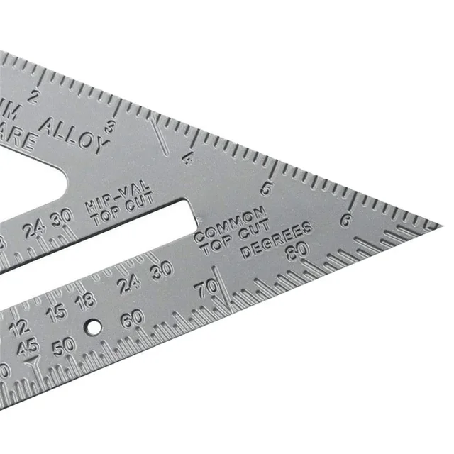 Regla triangular para carpintería, regla de ángulo de engrosamiento de 90 grados, medición de carpintero de aleación de aluminio, regla cuadrada 5