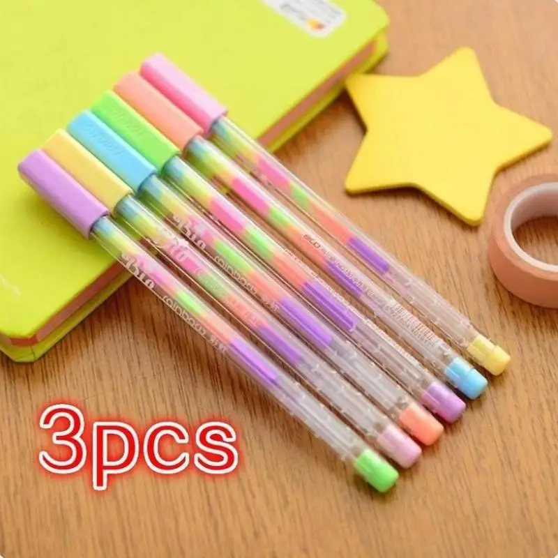 New 3 Packs Of Cute Kawaii Color DIY Ballpoint Pen Color Chalk Drawing Rainbow Gel Pen Graffiti Pen Children's Diary Decoration