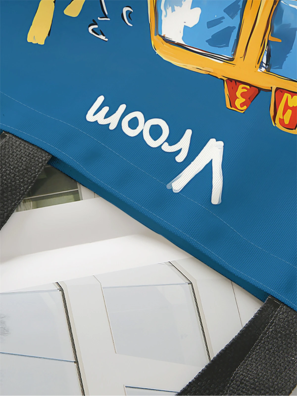 1pc,cartoon car handbag, reusable fashionable handbag, multifunctional handbag, printed canvas shopping bag