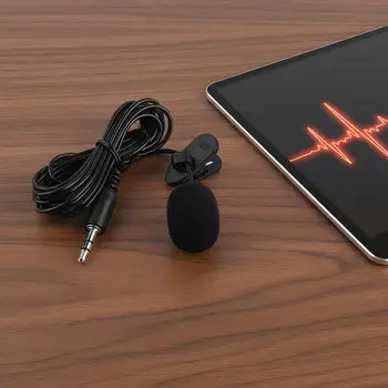 Nuovo microfono a condensatore portatile mini da 1,5 m, microfono a clip da bavero con cavo USB 3,5 mm tipo C per laptop, PC e fotocamera