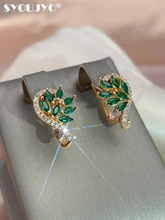  SYOUJYO Full Paved Shiny Green Natural Zircon Drop Earrings For Women 585 Rose Gold Vivid Daily Fashion Jewelry Trend 2022 