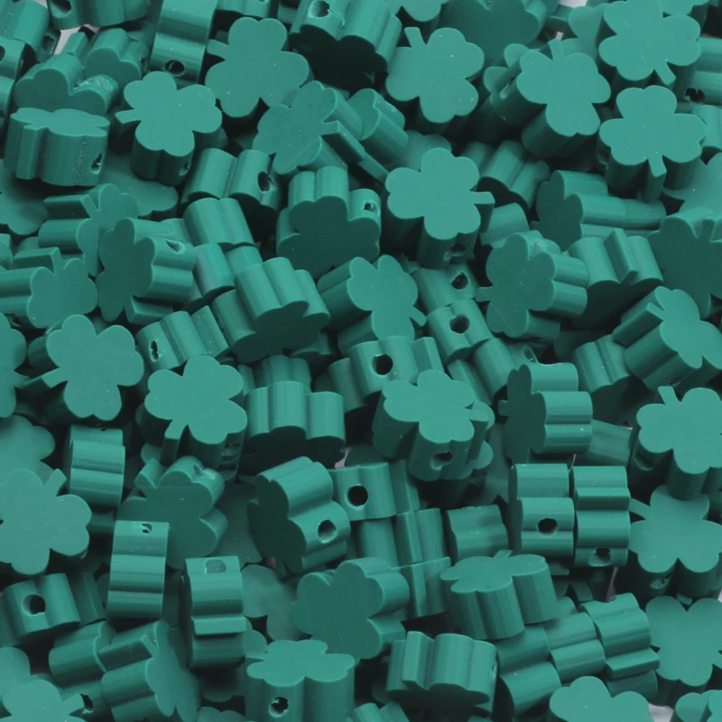 Green Clover Leaf Polymer Clay Spacer Beads for Jewelry Making and Crafts - 20/50/100pcs Set