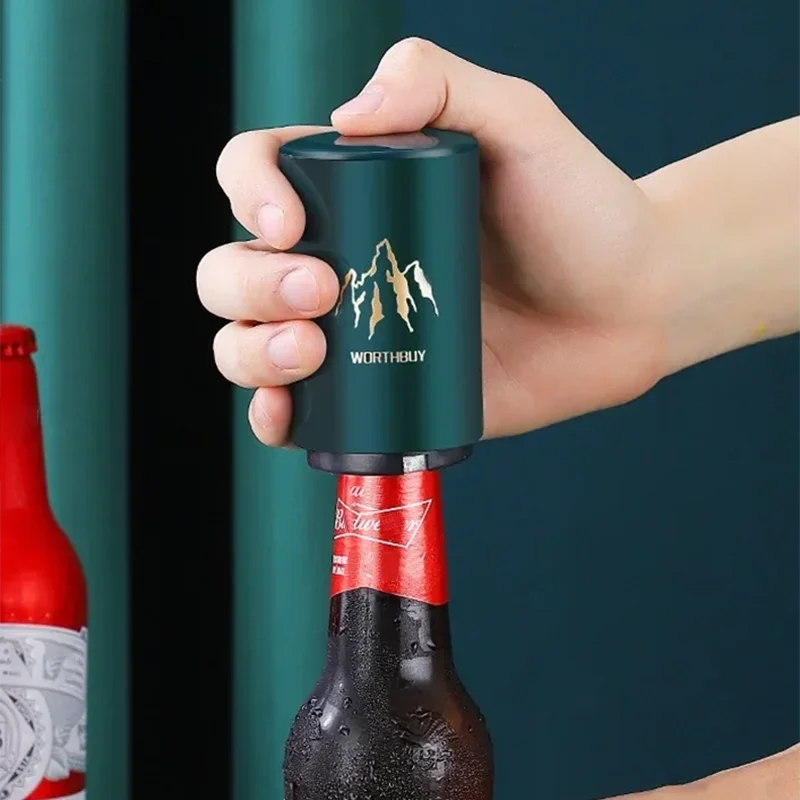 자석 자동 맥주 병따개 스테인리스 스틸 벽걸이형 핸즈프리 주방 바웨어 액세서리 가젯
