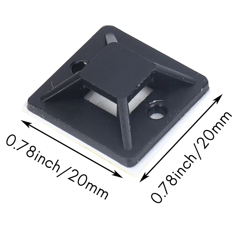 100 Pcs Self Adhesive Cable Tie Mount Base Holder 20 x 20 x 6mm cable tie organizer,cable tie mounts