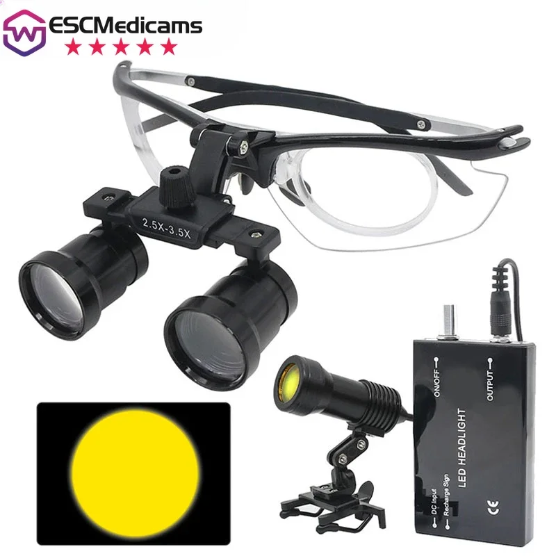 

Binocular Magnifier Dental Magnifier 2.5X-3.5X Magnification Replaceable Myopia Lenses with Internal Prescription Lens Frame