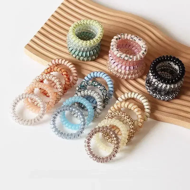 5-teilige Spiralspulen-Haargummis für Frauen, kein Falten, Pferdeschwanzhalter, elastisch für dickes Haar, keine beschädigte Haarspulen, Telefonschnur-Haargummis – Detail 10