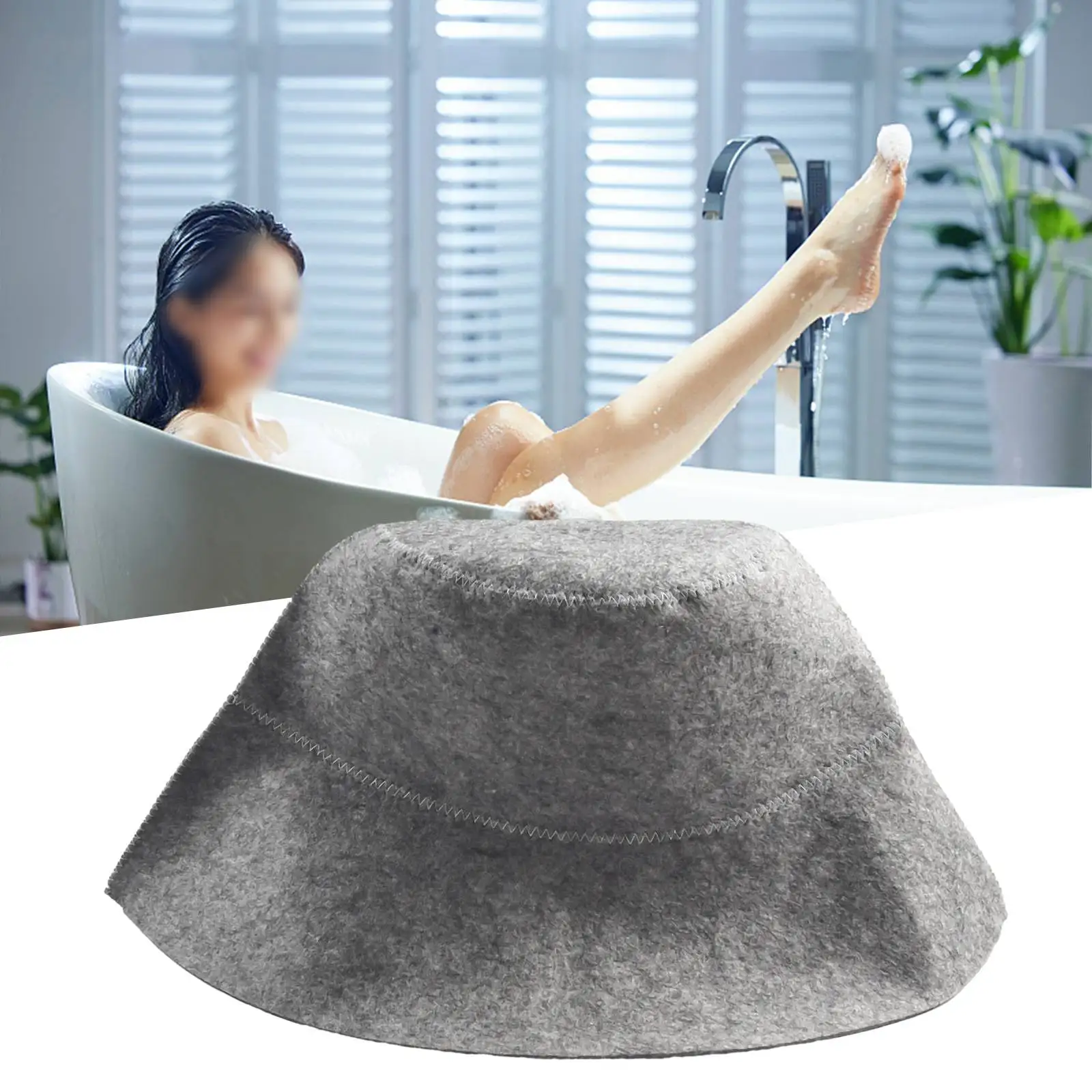 

Brand New Felt Bathing Cap Headscarf Sauna Hat Cap Skin-friendly Wool Anti Heat For Bath House Head Protection