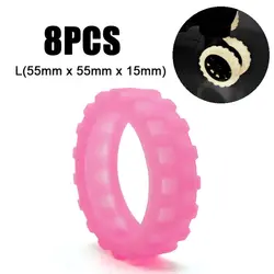Luminous Silicone Travel Luggage Wheel Covers - Silent Suitcase Protection, Set of 8 (Pink L)