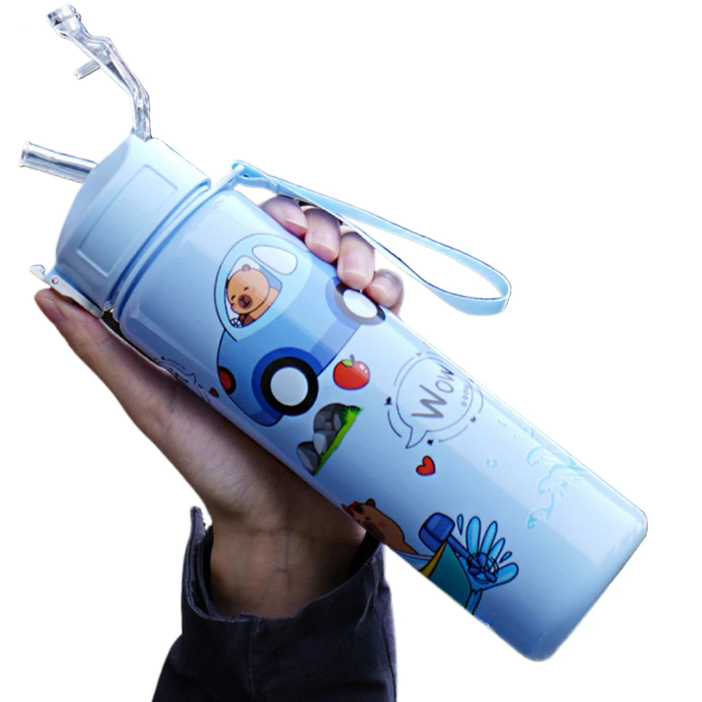 700ml 카피바라 귀여운 빨대 손잡이 휴대용 물병 대용량 카와이 물병 야외 활동용