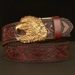 Domineering three-dimensional eagle head automatic buckle men's belt casual fashion high-end real cowhide belt personality belt