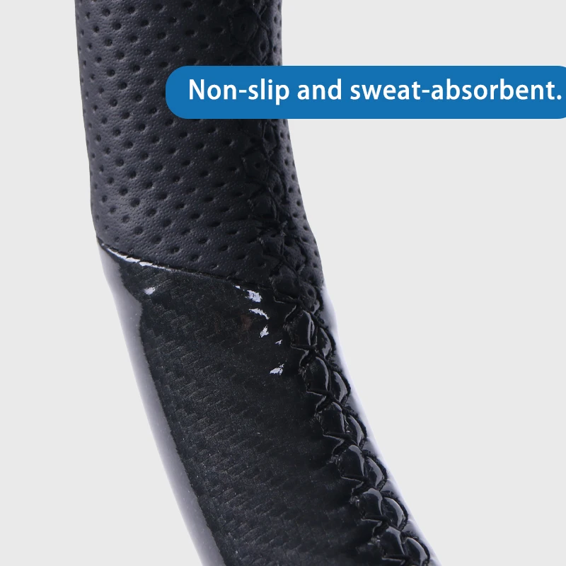 Gloss Carbon Fiber Car Steering Wheel Grip Cover