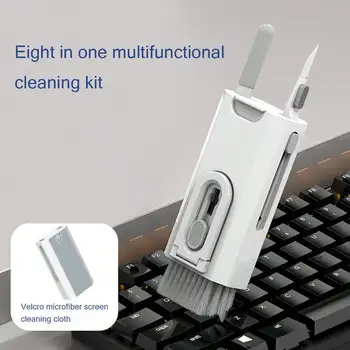 Kit di Pulizia Multifunzionale Otto-in-Uno, Strumento Speciale per la Pulizia e la Rimozione della Polvere per Telefoni Cellulari, Tastiere e Cuffie, Set di Pulizia in Otto Pezzi
