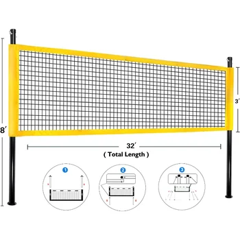 Expert Outdoor Yard Sports Net Game Set for Backyards, Parks, Beach, Lawn. Volleyball Set, Badminton Set OR V 2