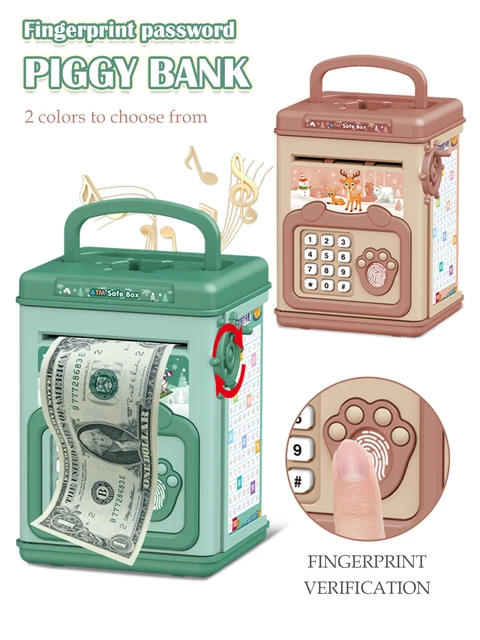 ATM Piggy Bank Toys, Electronic Fun Music Cartoon Fingerprint Password Box Simulate Fingerprint Password Unlocking Kid Gifts 4