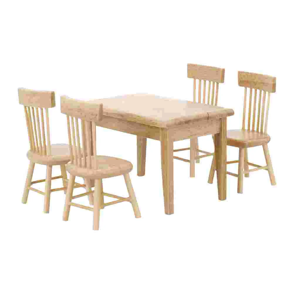 

Model Tables and Chairs Miniature Furniture Dollhouse Accessories Supplies Tiny Food Play Decoration Wooden Models