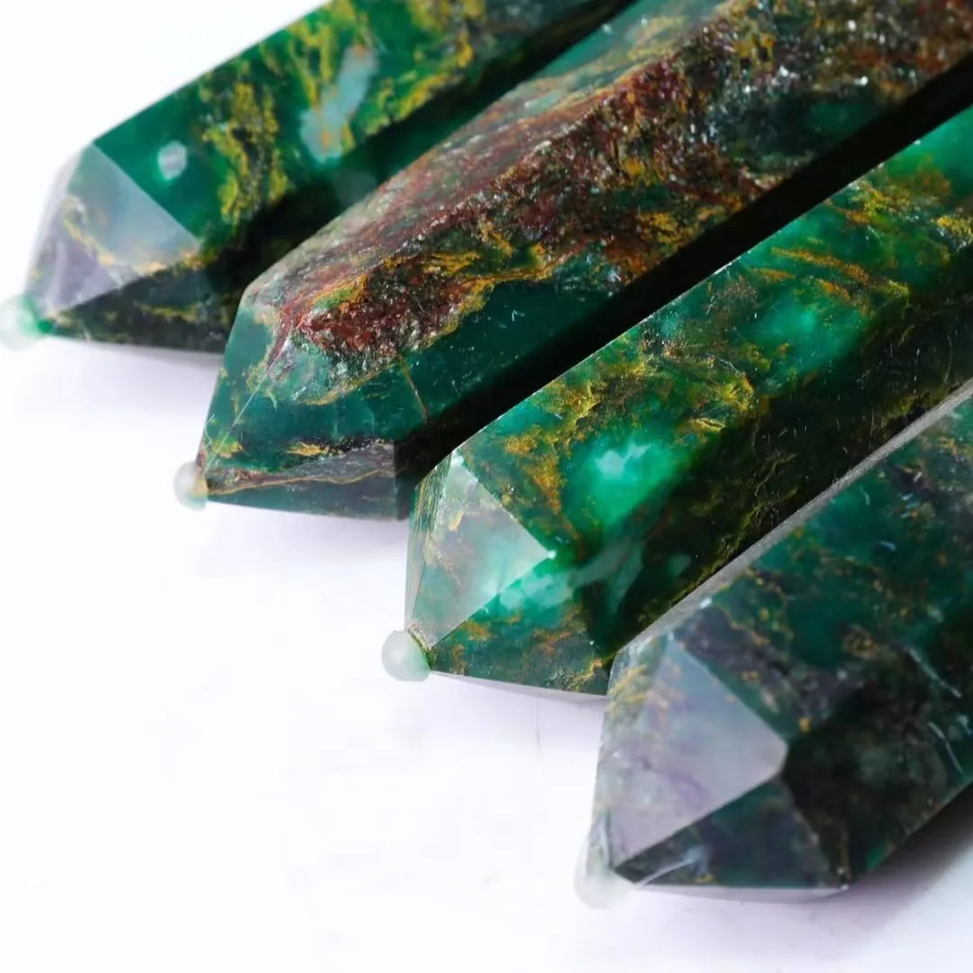 

Natural high quality emerald double point crystals healing quartz gemstone double terminated points folk crafts