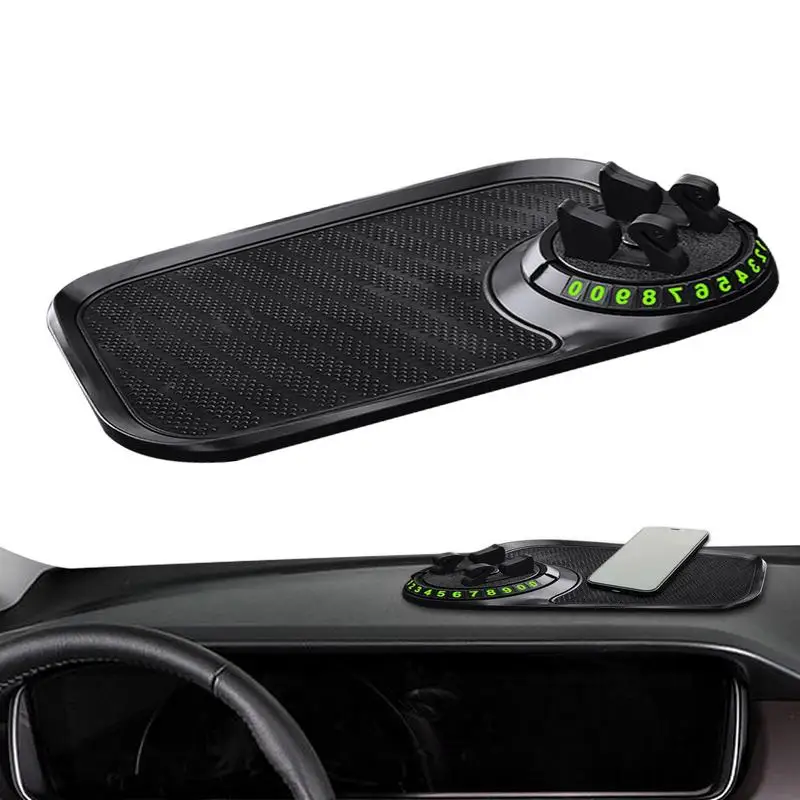 

Dashboard Tray Mat 360 Rotating Car Tray Mobile Phone Holder Waterproof High-temp-resistant Glasses Clip Design Nonslip Mat