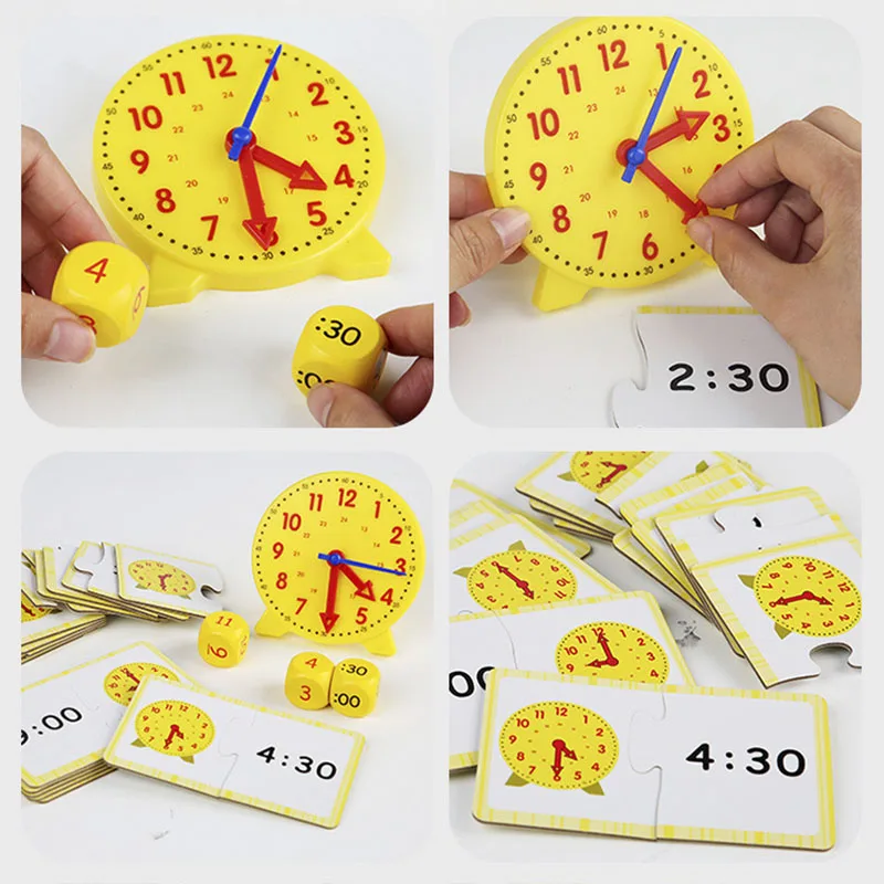 Children Montessori Clock Educational Toys Hour Minute Second Cognition Matching Puzzle Toys Kids Early Preschool Teaching Aids 4