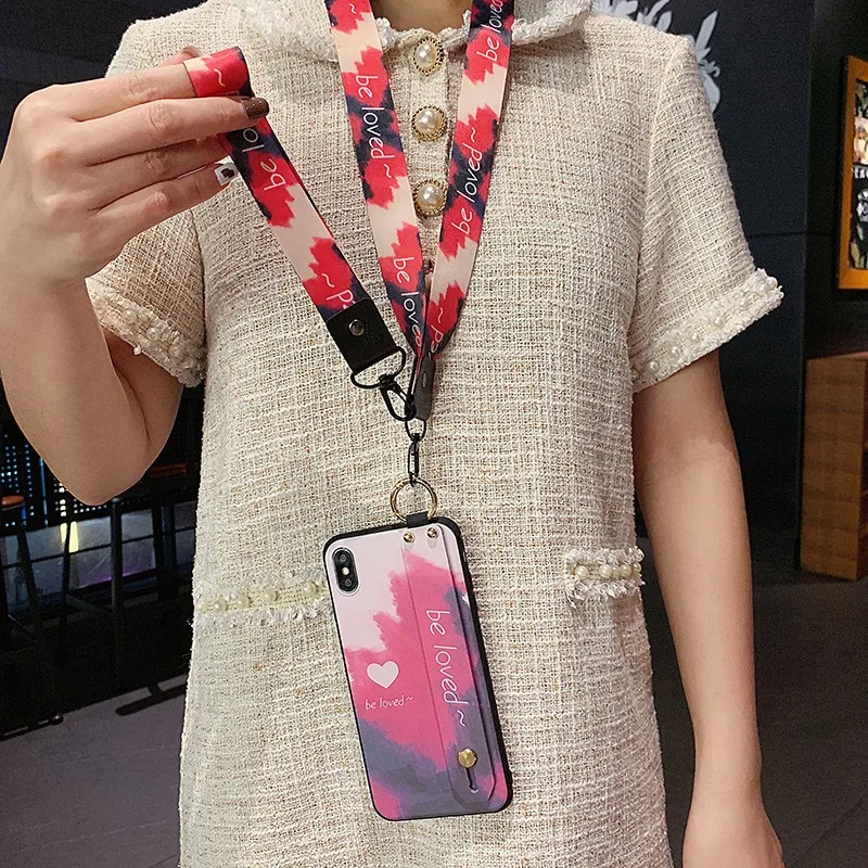 Watercolor Wrist Strap Lanyard Phone Case Holder Cover