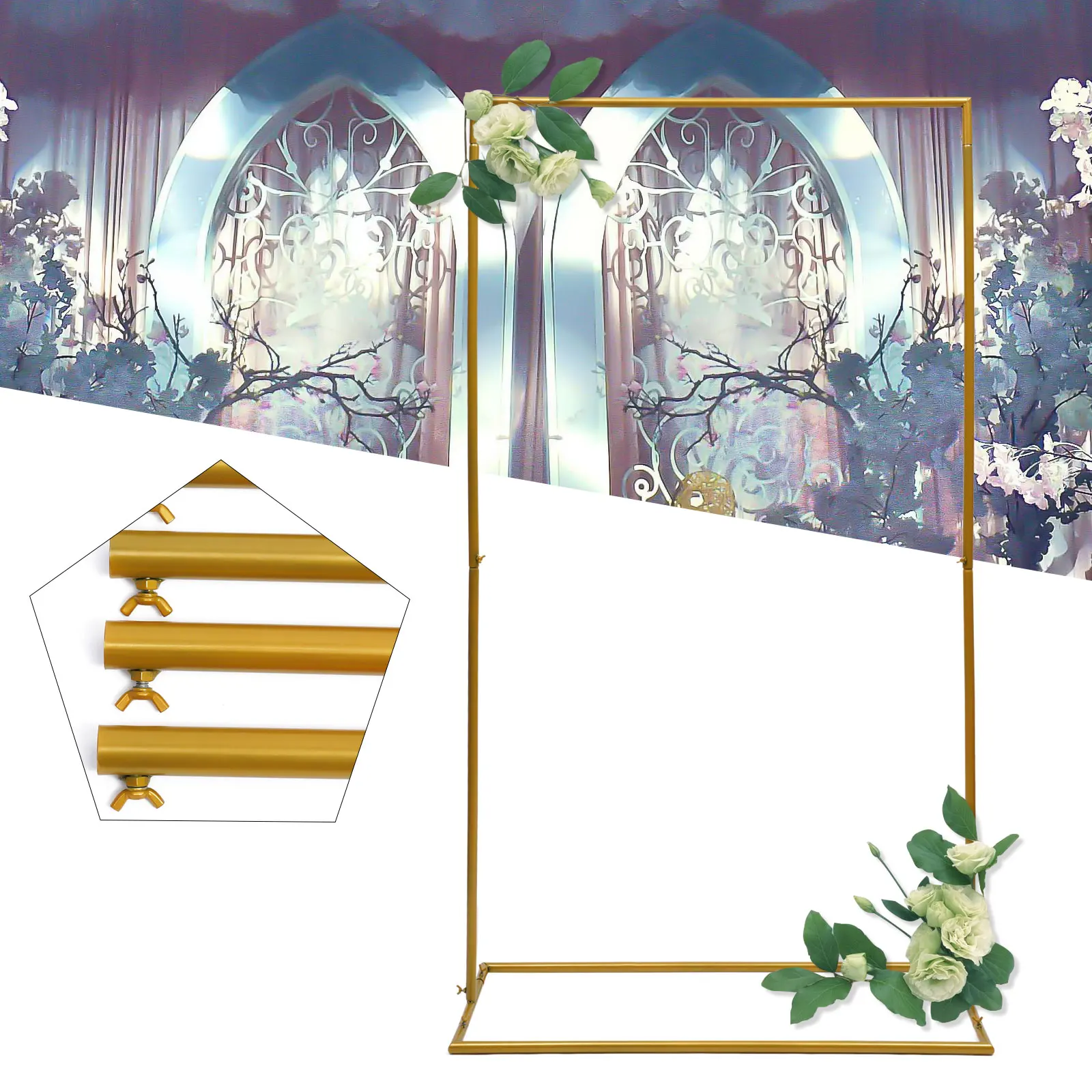 Wedding Arch Metal Backdrop Stand Flower Stand For Wedding Birthday Party Garden Decoration Gold wedding arch stand wedding arch set party arch set wedding flower stand