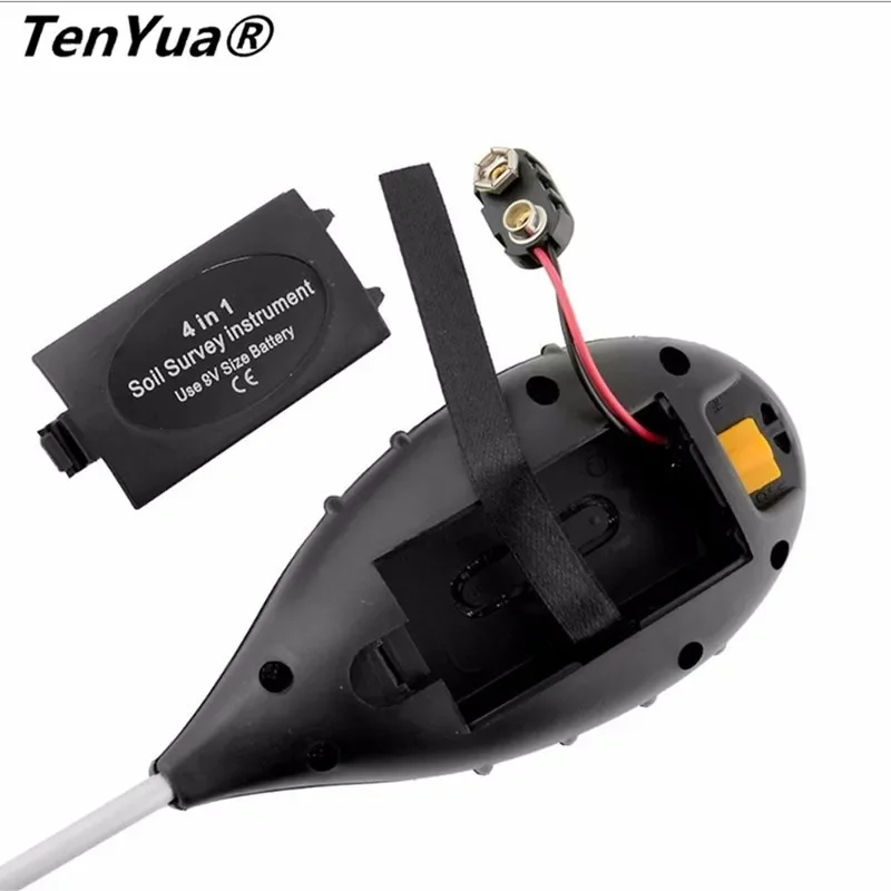 TenYua 4 In 1 LCD PH Meters Digital Temperature Sunlight Moisture PH Garden Soil Tester Gauge Meter