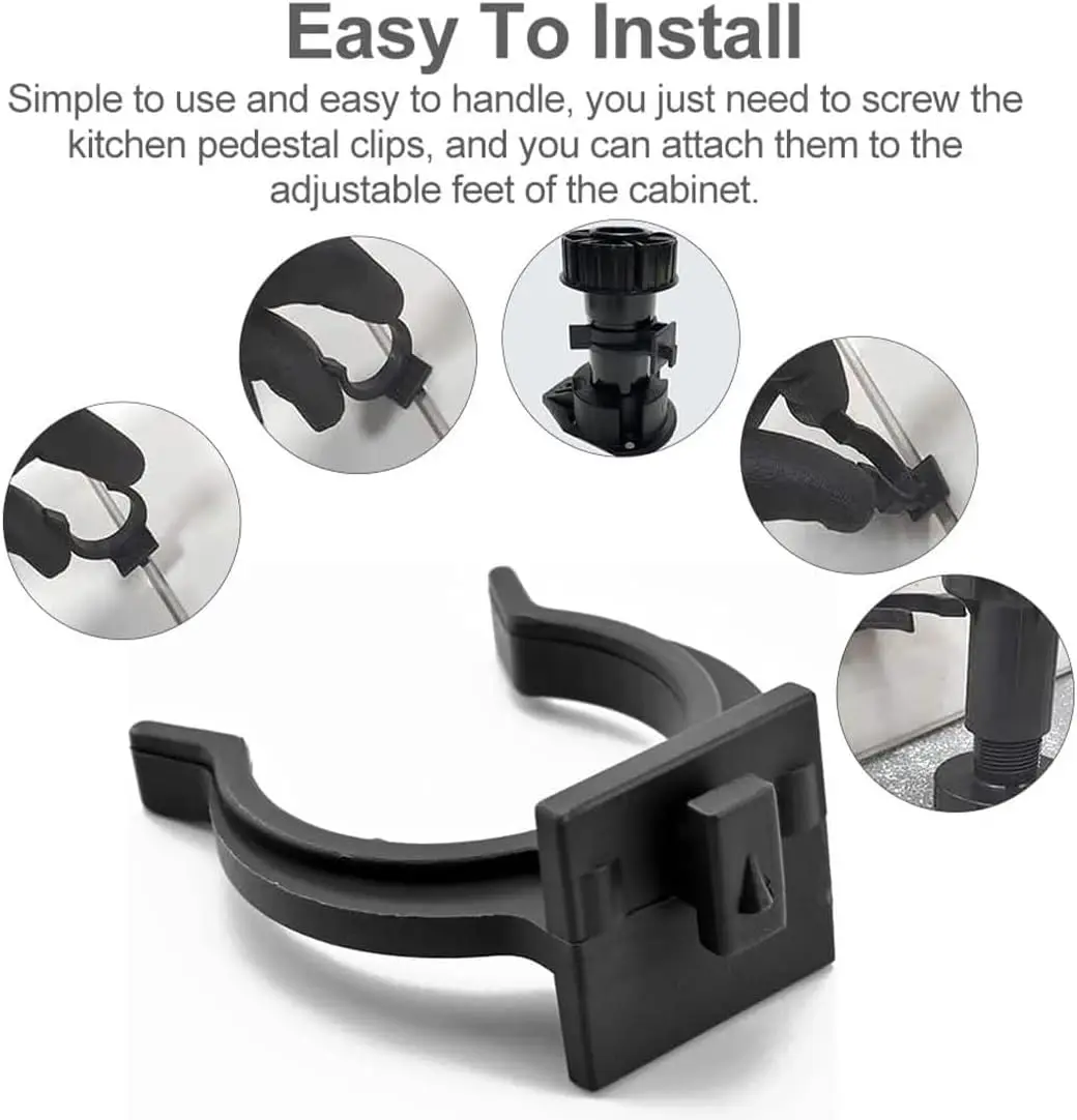 Kitchen Baseboard Hook Plastic Clip 16 Pcs for Baseboard Legs Furniture Kitchen (Diameter 29mm) kitchen baseboard hook clip