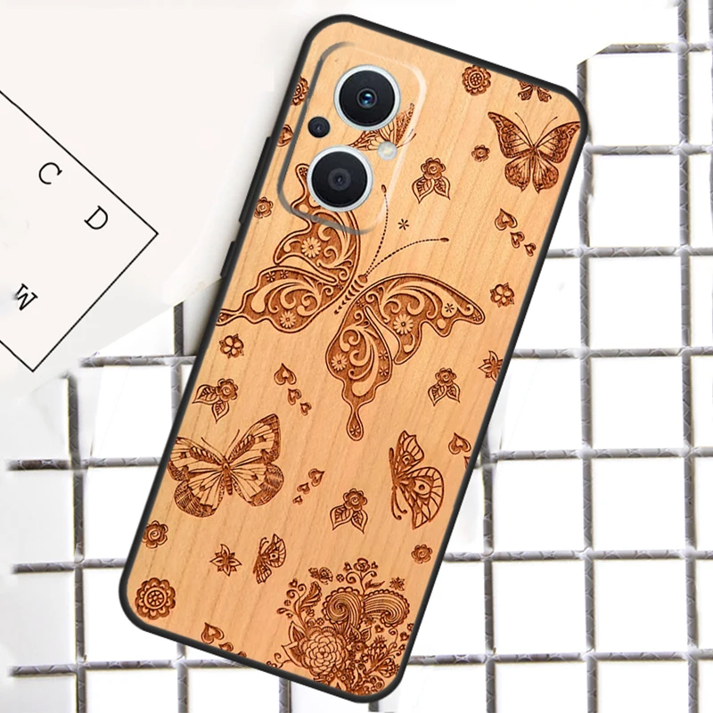 늑대 자전거 나비 우드 커버, OPPO Reno 7 6 4 5 8 Lite 8T 4Z 5Z 10 Pro OPPO Find X5 Lite X3 X2 Neo X6 Pro 케이스