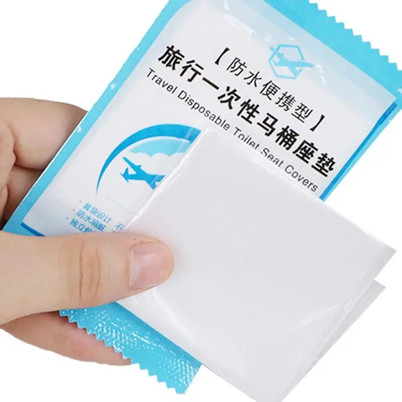 50 Pieces Portable Toilet Seat Covers Disposable Plastic Potty Seat Covers Travel WC Pad Toilet Mat Individually Wrapped R7UB 4