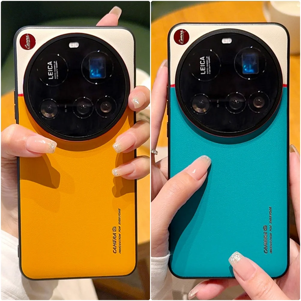 Double Pigment Leather Lens Raised Protective Phone Case with Camera Guard