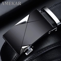 2021 Men Belt Male Genuine Leather Strap Belts For Men Top Quality Automatic Buckle black Belts Cummerbunds cinturon hombre