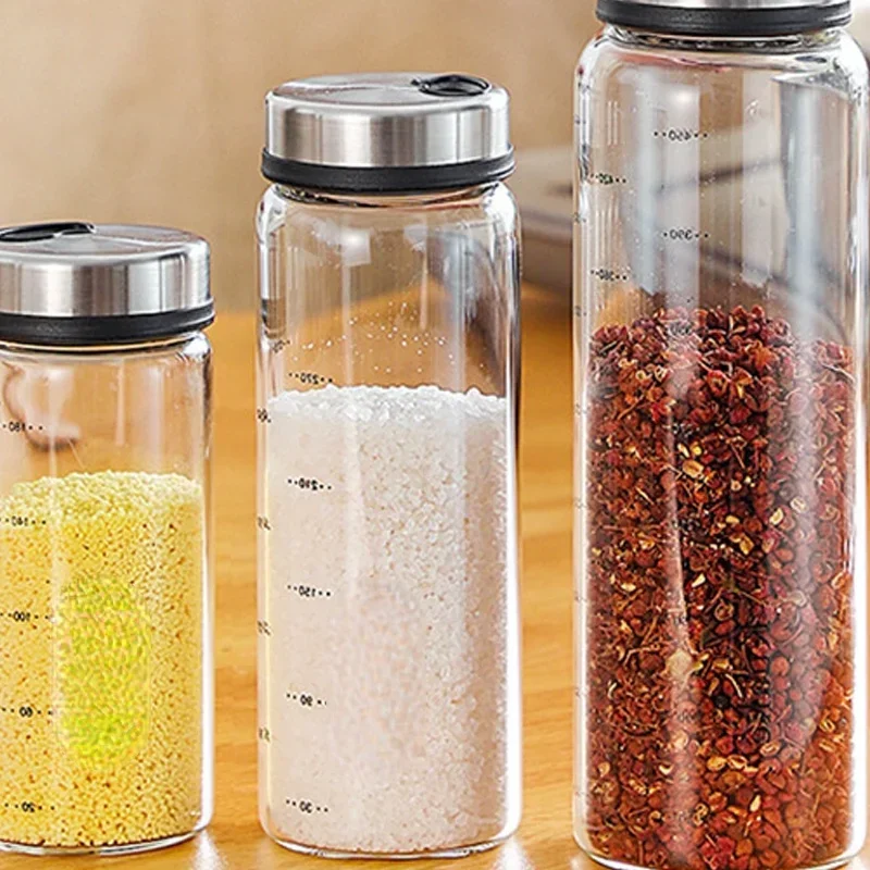 Seasoning Jar Salt Shaker Spices Bottle High Borosilicate Glass Seasoning Can With Rotary Lid
