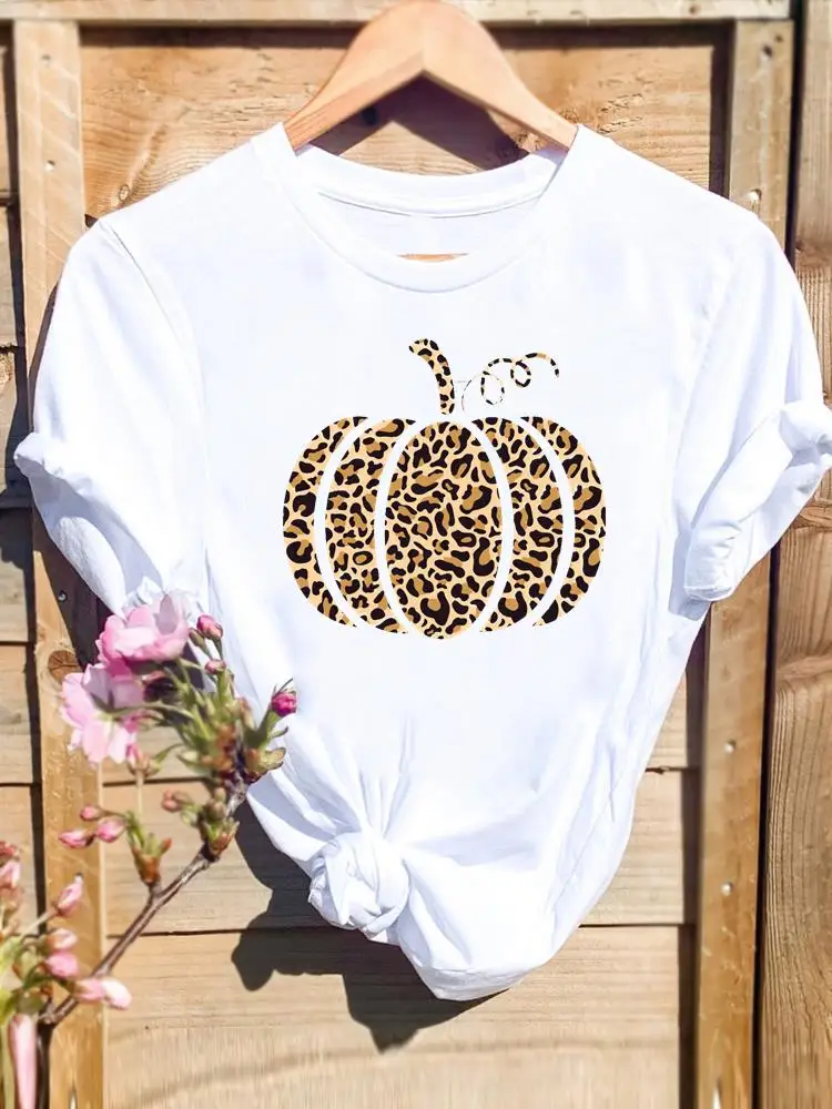 

Women Female Happy Halloween Thanksgiving Fashion Pumpkin Style Trend Clothing Fall Festival T-shirts Print T Top Graphic Tee