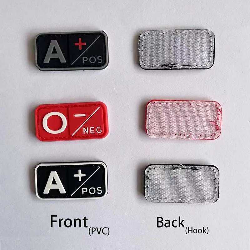 Patch Tattico Morbido In PVC 3D Glow In The Dark - Blood Type NKDA - 10x4 Cm Con Attacco A Uncino - 6
