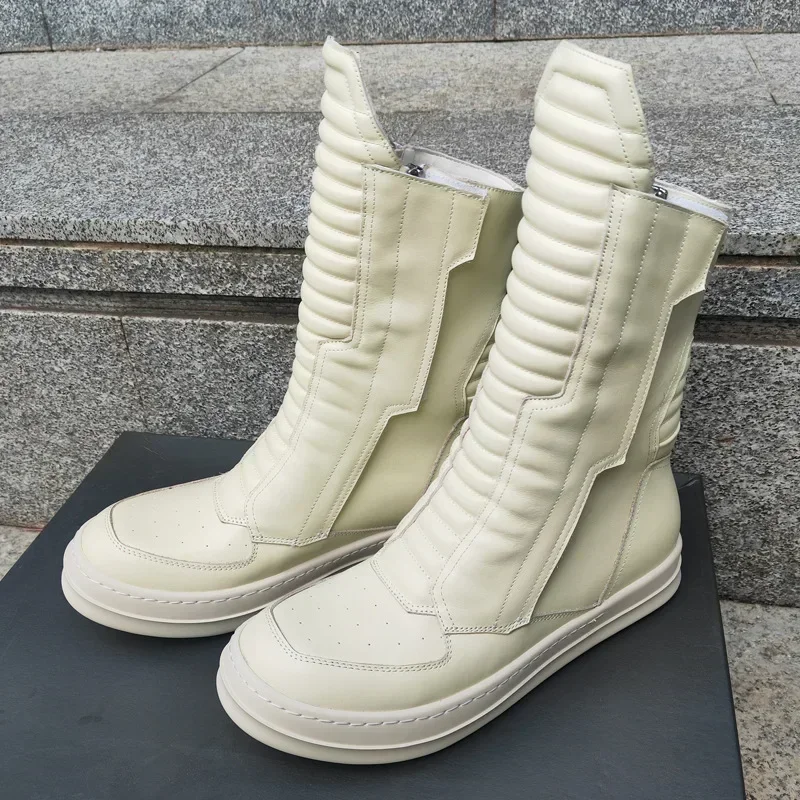 

Осенне-зимние высокие ботинки Ro на платформе с двойной молнией, высокие ботинки на шнуровке с круглым носком для мужчин и женщин, большие размеры 48