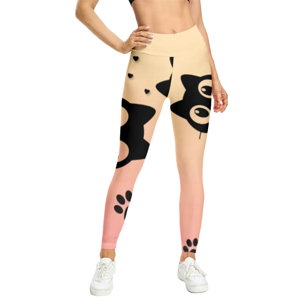 

Cat Print Leggings Fashion Tights Yoga Leggings Seamless Fitness Sports Hip Lift Elastic Pants Streetwear Trousers Women