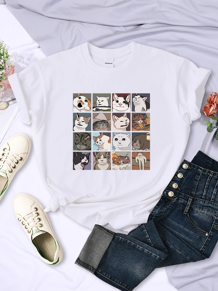 T-shirt imprimé animal chien chat pour femme, vêtement d'été tendance, style sportif Haruku, multicolore, décontracté, 802_voghion.com