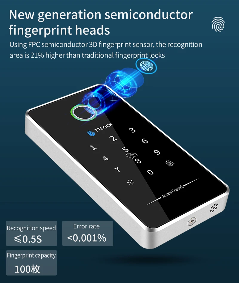 MJ02 TTLOCK APP Bluetooth Outdoor Fingerprint NFC Bluetooth Rfid Passcode Card I