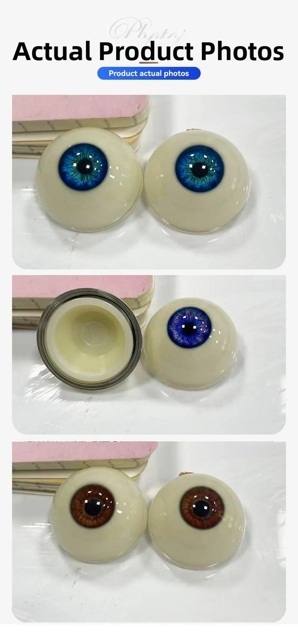 1 Paar 20mm Acryl-Kunstaugen mit 3D-Effekt, 10 Stile Silikon-Simulationsaugen für DIY-Bastelprojekte – Detail 4
