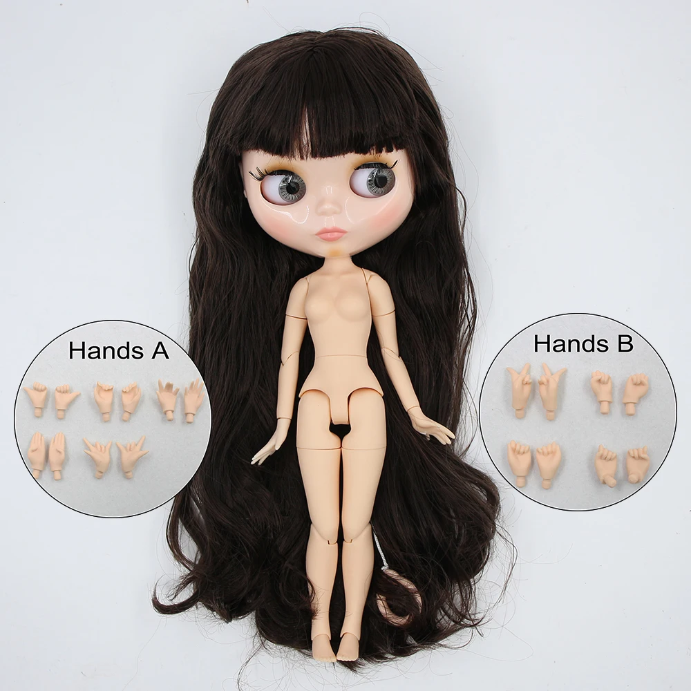 Neo Blythe Doll with Brown Hair, Natural Skin, Shiny Cute Face & Custom Jointed Body 1