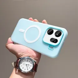Magnetic Wireless Charging Shockproof Bumper Case - Matte Jelly Double Layer Hard Back Cover - OPPO Find X9 (Light Blue)